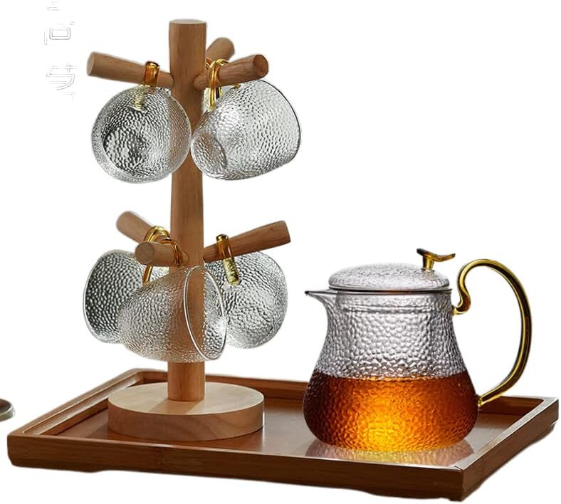 פאה פטיש פטיש כוסות תה קטנות 6 חבילות הביתה עם כוסות קומקום בסגנון יפני 锤纹 玻璃 小 茶杯 6 只 装 家用 带 把