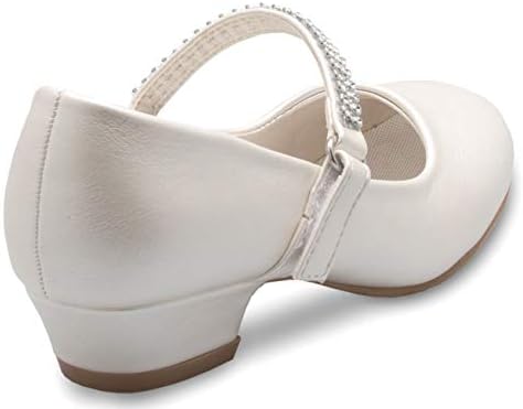 אוליביה קיי בנות חתלתול עקבים מרי ג ' יין נעליים-עגול הבוהן עם ריינסטון רצועה-קל על כבוי