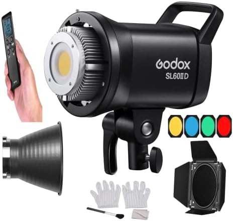 GOODOX SL60IID 70W 5600K ± 200K סטודיו נייד LED אור וידאו אור +RC-A5 שלט רחוק +צילום אור אסם דלתות BARNDOOR