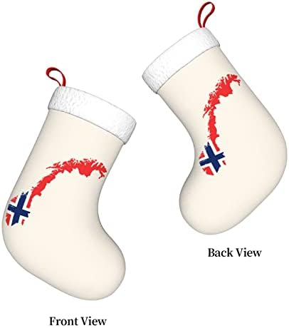 QG ZZX דגל מפה נורווגיה דגל חג המולד גרבי חג המולד גרביים אח תלויה גרב 18 אינץ 'קישוט חג