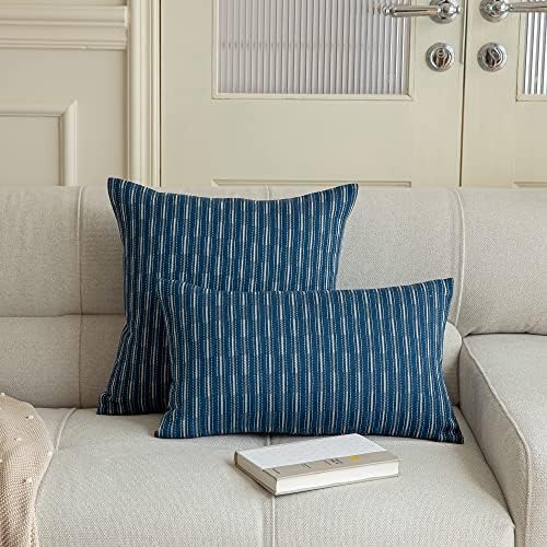 קווין טקסטיל חיל הים כחול כיסוי כריות כריות 24 x 24 כרית כרית פשתן חווה לספה לספה עיצוב בית חווה בחדר שינה