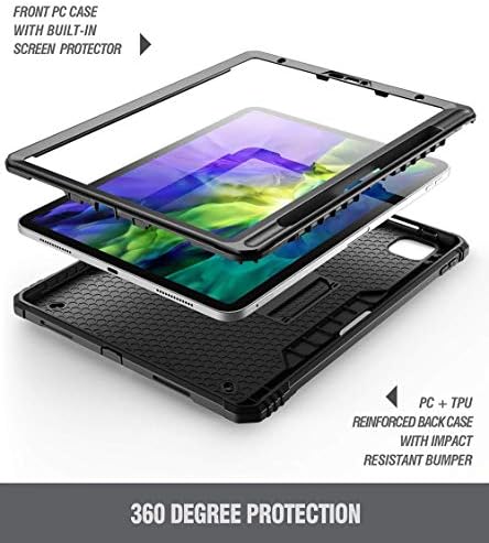 סדרת המהפכה הפואטית המיועדת ל- iPad Pro 11 2020 & 2018 עמדת קיקסטנד מחוספסת, מארז כבד בגוף מלא, מגן