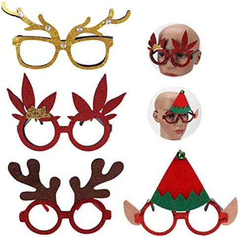 קישוטי הילדות הקישוטים 4 יחידות משקפי מסיבת חג המולד מסגרת איילים קרניים משקפיים משקפי ראייה משקפי ראייה