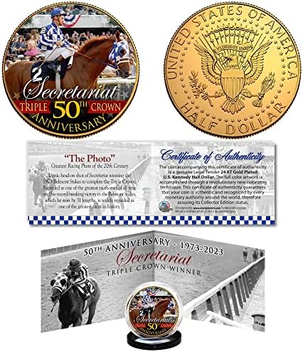מזכירות טריפל קראון 50 שנה 1973-2023 רשמי אמיתי זהב בלבוש קנדי קנדי חצי דולר אמריקאי מטבע עם
