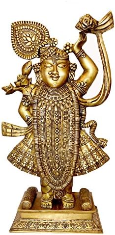 Bharat Haat יפהפה יפה של פסל גדול של שרינתג'י אלוהים בעיצוב מתכת פליז BH00034