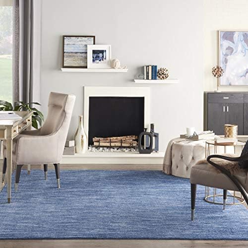 Essentials Essentials מקורה/חיצוני כחול כחול 10 'x 14' שטיח, קל לניקוי, אי שפיכה, חדר מיטה, סלון,