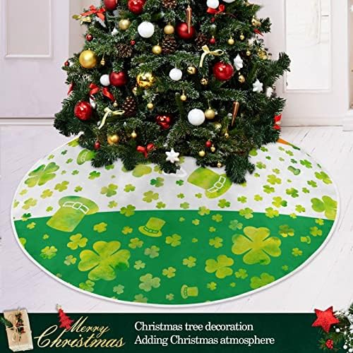 קלובר כובע ירוק חצאית עץ חג המולד 36 אינץ 'תפאורה ביתית לחצאית עץ חג המולד מחצלת קישוטים לחג המולד קישוטים למסיבה