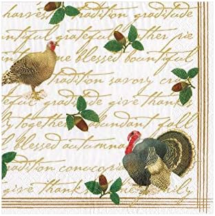 מפיות קוקטייל נייר חג ההודיה של מייסדי קספרי - שתי חבילות של 20