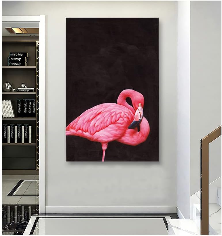 Chenbella-Flamingo ביד צבוע קיר אמנות חיה בד שמן ציור ציפור ורודה ציפור רומנטית נוף קיר מתאים לסלון