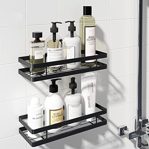 FVRTFT מדפים צפים מקלחת מדף אמבטיה קאדי, מדף אמבטיה, אביזרי אמבטיה של שמפו למקלחת שחורה, מדפים פינתיים