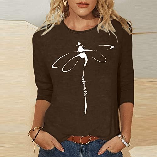מקרית חולצות לנשים 3/4 שרוול צווארון עגול ספנדקס שפירית גרפי בכושר רגוע חולצות חולצות נוער בנות