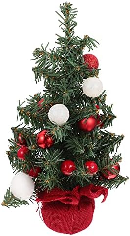 Pretyzoom Tabtop Mini Tree חג המולד מלאכותי עצי אורן חג המולד עם קישוט כדור עץ שולחן עבודה עדין לחג המולד לקישוט