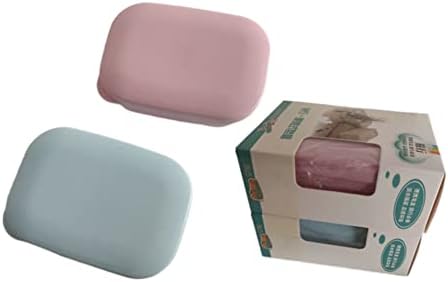 2 פאק נסיעות פלסטיק סבון קופסת מיכלים עם מכסה, מחזיק בר סבון מלבן מיני נייד, מארז צלחת סבון הוכחת