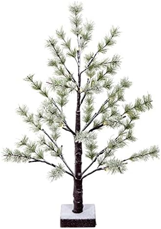 Vickerman 6 'Green Mini Pine Twig Garland, סוללה מופעלת לבנה חמה 3 ממ נורות LED זווית רחבה.
