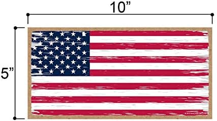 מתנות טל דבש איש מערות מערות שלטים פטריוטיים, דגל אמריקאי 5 אינץ 'על 10 אינץ' אמנות קיר תלויה, שלט עץ דקורטיבי,