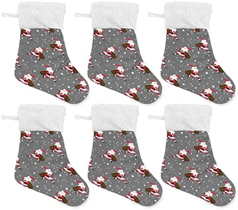 Jstel חג המולד סנטה קלאוס גרב חג המולד קישוטים לקישוטים, 4 חבילות גרביים תלויות קטנות עיצוב