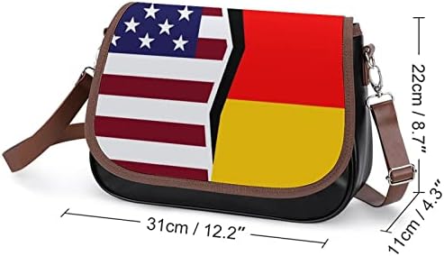 ארצות הברית וגרמניה דגלי עור מפוצל קרוסבודי כתף תיק ארנק תיק הודעה תיק עם רצועה מתכווננת