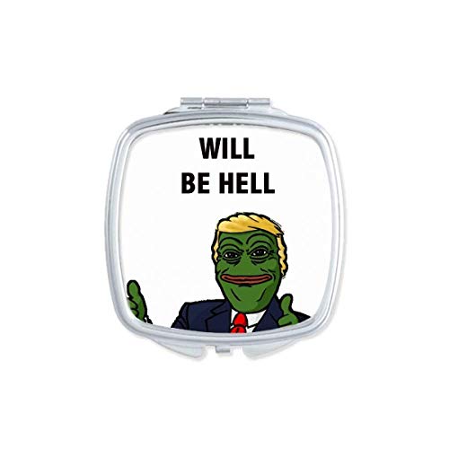 אמריקה נשיא גדול עצוב צפרדע תמונה מראה נייד קומפקטי כיס איפור כפול צדדי זכוכית