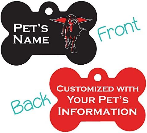 טקסס טק אדום שודדי 2-צדדי חיות מחמד מזהה כלב תג / רישיון רשמי / אישית עבור חיית המחמד שלך