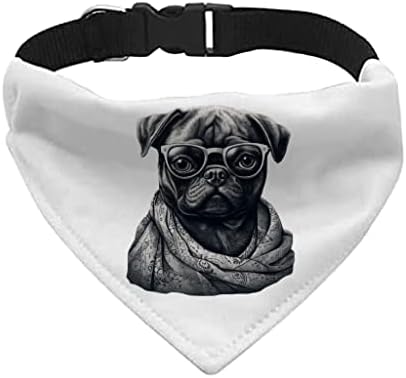 פאג עם משקפיים צווארון בנדנה מחמד - צווארון הצעיף הדפס - כלב כלב בנדנה - XL