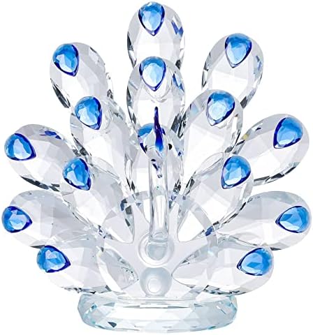 עיצוב פסלון טווס גביש בעבודת יד של YWHL, מתנות טווס כחולות לנשים, פסלונים אספנות של בעלי חיים זכוכית