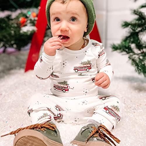 FIOMVA חג המולד תינוקת ילד תלבושות שרוול ארוך שרוול סווטשירט סווטשירט חולצה+מכנסי רץ 2 יחידות סט בגדים