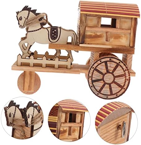טויוויאן 1 PC דגם עגלת עץ לילדים צעצועים חינוכיים קרוסלה קרוסלה סוס מוזיקת ​​קופסה מוסיקה מוסיקה עגלה Stagecoach