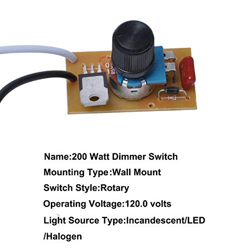 מתג SC-239A ערכת החלפת דימר ידנית 200 וואט עבור WES-TEK 6077B, מתג דימר סיבוב עם ידית למנורות ליבון/LED/HALOGEN