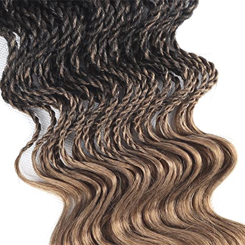 טיכיקס 14 אינץ סנגל טוויסט סרוגה שיער צמות גלי מסתיים 6 חבילות מתולתל גלי מסתיים סינטטי שיער הרחבות עבור שחור נשים