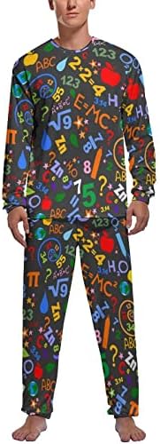 מתמטיקה נוסחאות מדע גברים של פיג 'מה סט רך ארוך שרוול הלבשת שינה קלאסי בגדי לילה טרקלין סט פיג' מה 2