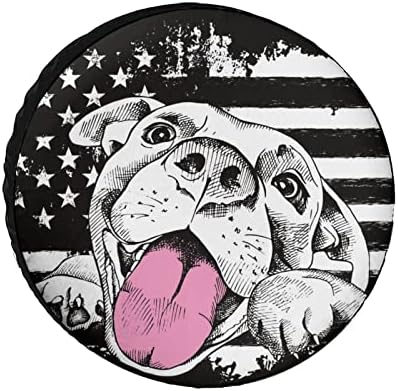 כיסוי צמיג דגל וכלבים אמריקאי לכיסוי צמיגי קרוואן קרוואנים עם הגנה אטומה למים ועומדי אבק מתאימים לקרוואן