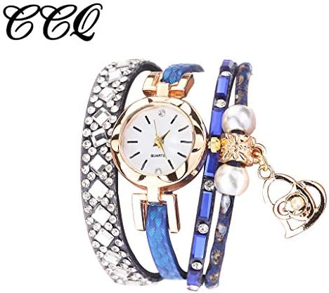 נשים קוורץ צמיד שעון אופנה לארוג לעטוף סביב עור שעון יד ליום האהבה