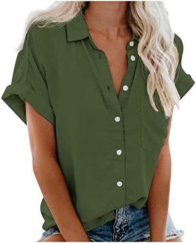 חולצות בסיס בסיסיות לנשים שרוול קצר שרוול גבוה סטרץ צוואר רופף צמרות טופ חולצות טיוליות בנות כפתור