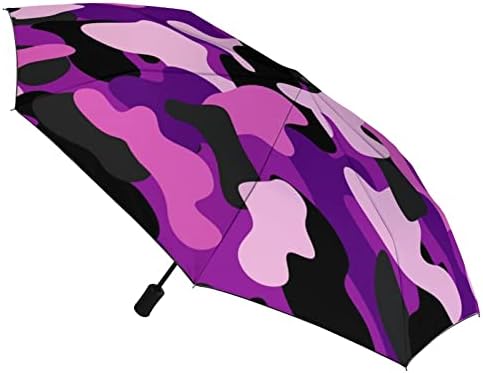 מטריית נסיעות הסוואה ורודה שחורה אטומה לרוח 3 קפלים מטרייה מתקפלת פתוחה אוטומטית לגברים נשים