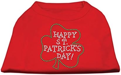 Mirage Pet Happy St. Patrick's Day's Rhinesestone 16 חולצה ללא שרוולים כלבים אדום xlarge