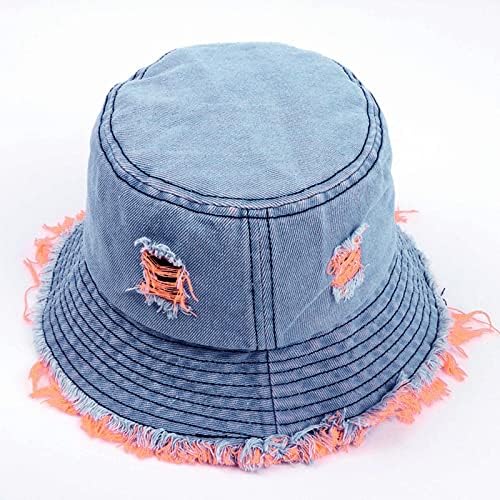 בציר דייג כובע לארוז אלדולט דלי כובעי ז 'אן שטף ג' ינס חור בני נוער נשים בלוי קרע חיצוני שמש