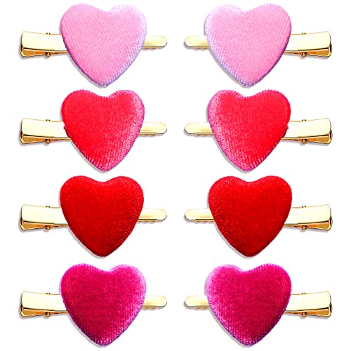 8 יחידות לב שיער קליפים עבור נשים בנות האהבה אדום לב סיכות מתנות