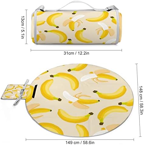 בננה דפוס שמיכת פיקניק עמיד למים מתקפל קמפינג מחצלת עבור חוף נסיעות טיולים פרק משפחה עגול 58.3