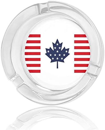 ארהב קנדה דגל זכוכית עישון מאפרה סיגריות סיגריות מחזיק מגש אפר עגול