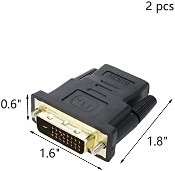 WEALRIT 2 PCS DVI מצופה זהב למתאם HDMI זכר DVI שחור לממיר יציאת DVI-D דו-כיוונית דו-כיוונית
