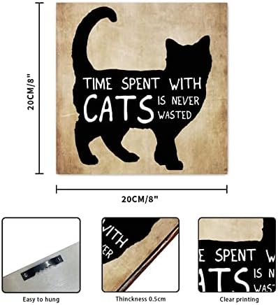 Evans1nism זמן עץ זמן בילוי עם חתולים הוא אף פעם לא מבוזבז שלט עץ שלט עץ חתול צללית בית קיר עיצוב קיר