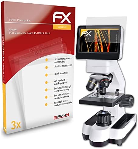 מגן מסך Atfolix התואם לסרט הגנת המסך של Bresser LCD-Microscope Touch 40-1400X 4.3 אינץ
