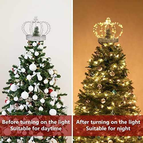 טופר עץ כתר תכשיט לחג המולד, טופר עץ חג המולד עם שלט רחוק של אור LED, עץ מואר טופר חג המולד קישוט
