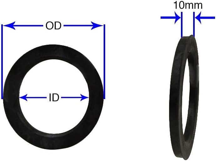 חלקי אביזרי גלגלים סט של 4 טבעת מרכזית טבעת 73 ממ OD עד 59.1 ממ מזהה רכזת, פוליקרבונט שחור