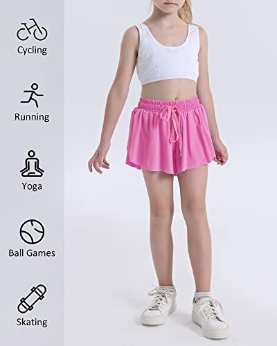 מכנסיים קצרים זורמים של בנות Hasmes עם סטרץ 'סטרץ' פרפר מפעיל מכנסיים אתלטים של מותניים אלסטיים למותניים אלסטיים