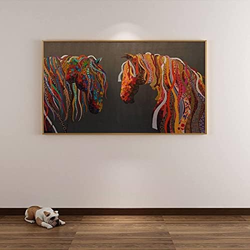 תקציר ציור שמן בעלי חיים צייר ציור שמן סוס ציור שמן סוס אמנות מודרנית אמנות קיר לסלון מרפסת הולכת על מסדרון