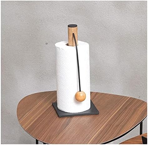Rahyma Weiping - מחזיקי נייר טואלט למטבח עץ אלון מחזיק מגבת מחזיק נייר גליל משטח עם מחזיק רקמת בסיס פלדה