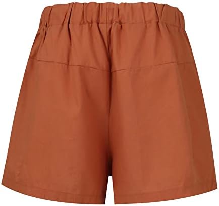 מכנסי קיץ לנשים של UQRZAU 2023 מותניים צבע אחיד מכנסי כיס מזדמנים קצרים רזים מכנסיים ספורט מכנסיים קצרים
