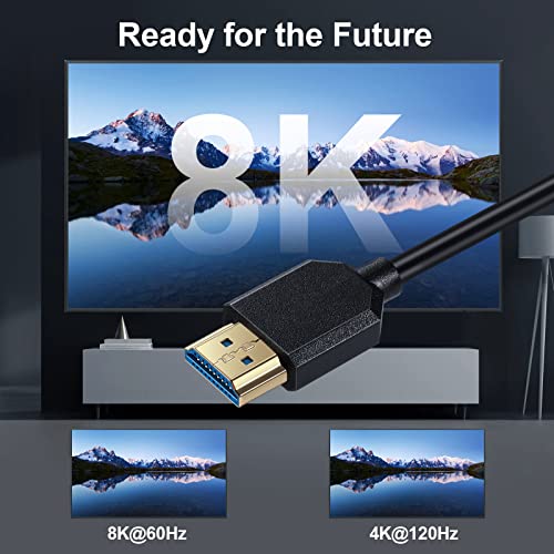Qaooquda 8K HDMI כבל הרחבה, 4ft מפותל HDMI 2.1 זכר לנקבה 90 מעלות זווית חוט ספירה מאריך, מהירות גבוהה תומכת ב -48