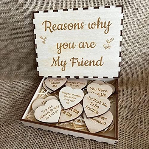 מתנת חברות ייחודית של WYFDC - סיבות מדוע אתה חבר שלי, 10 סיבות מדוע אתה חבר שלי, לבבות עץ בקופסאות